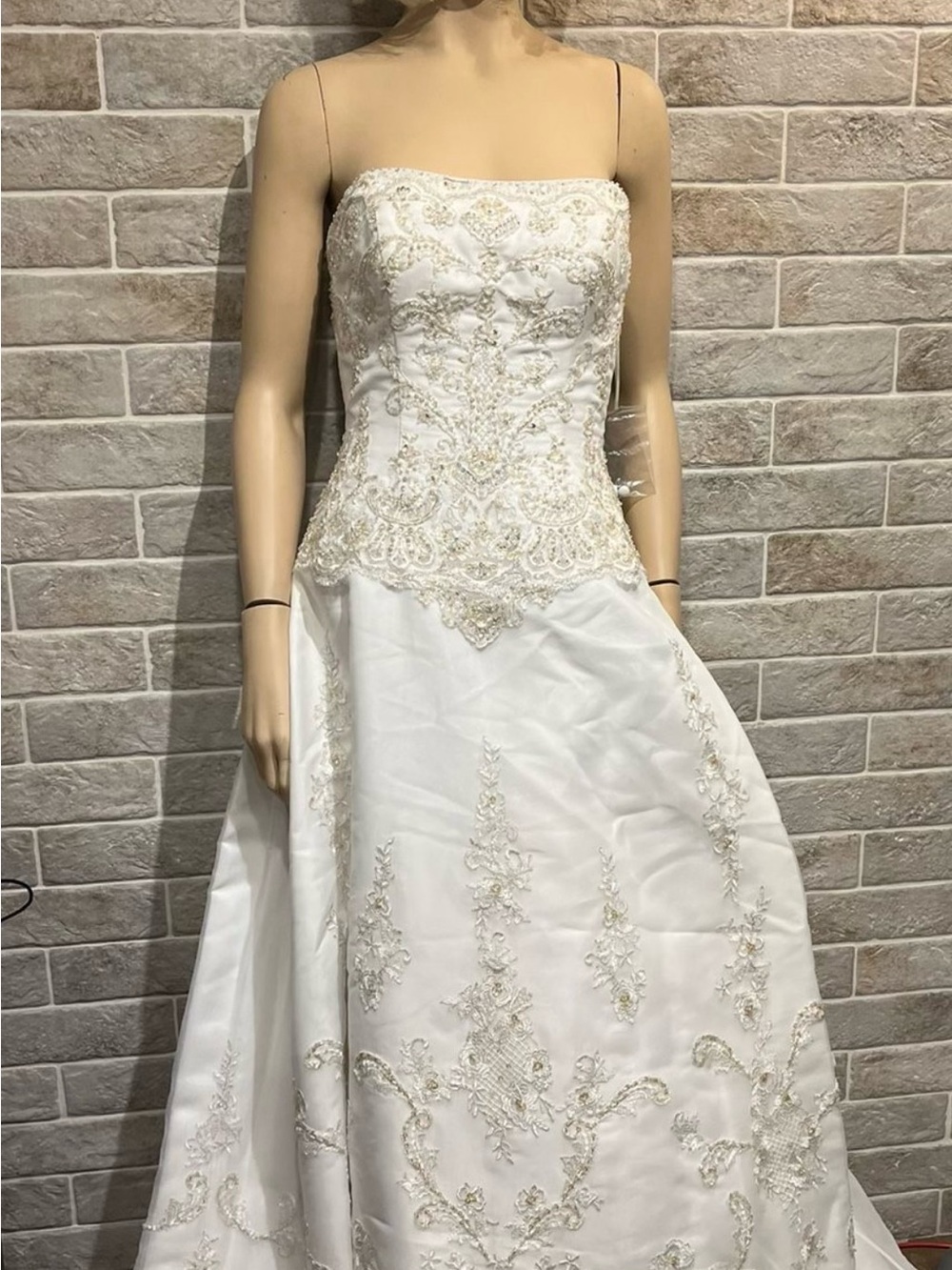 Strapless White Beaded Wedding Dress